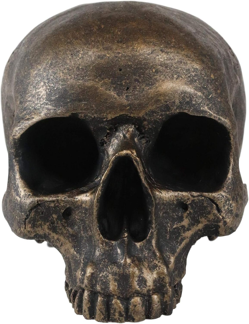 Rust Gold Half-Jaw Skull Figurine