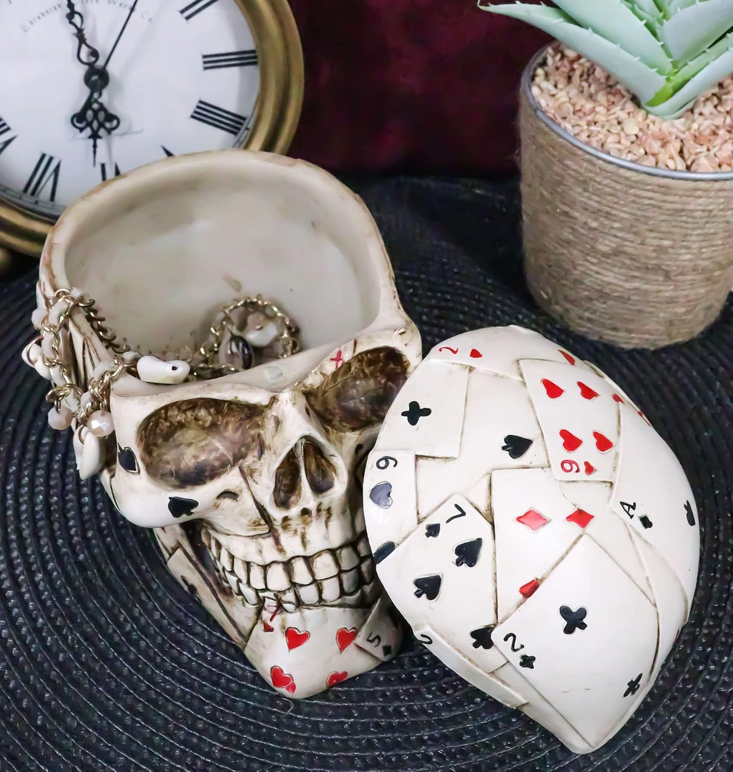 Poker Skull Trinket Box with Removable Lid