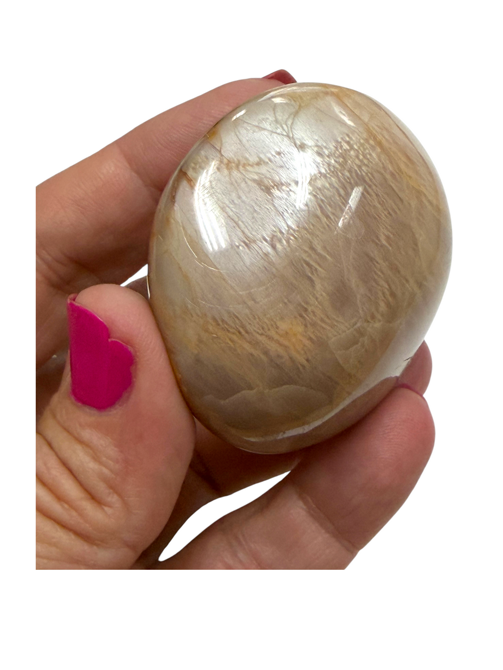 Peach Moonstone Palm Stone