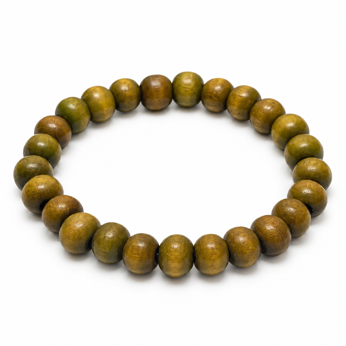 8mm Aloeswood Agarwood stretch bracelet with olive brown rounded wooden beads