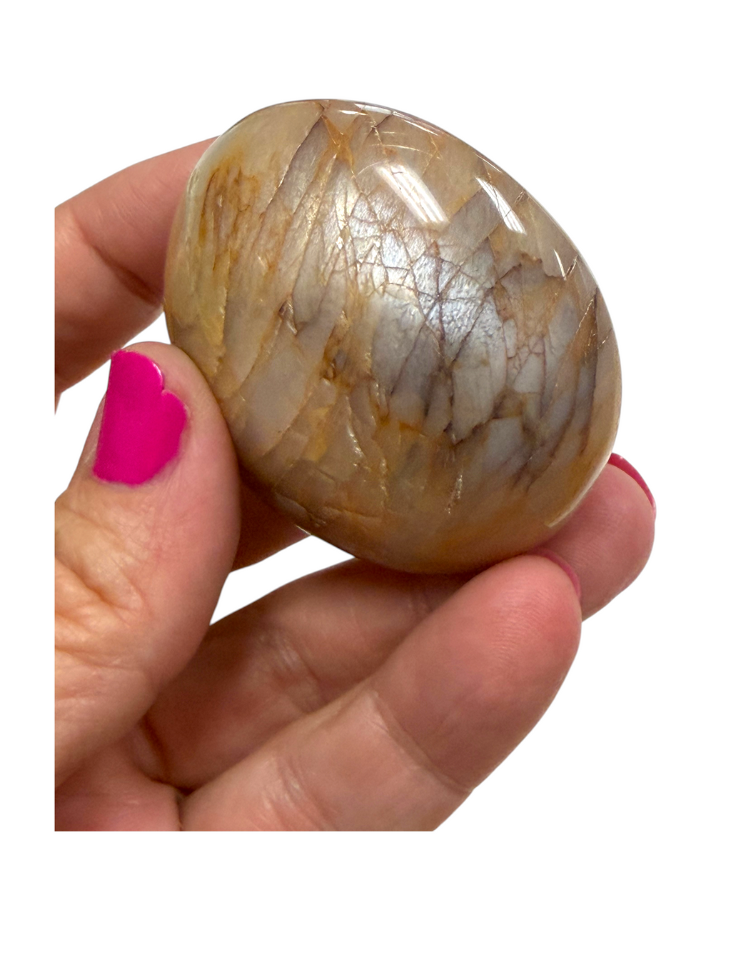 Peach Moonstone Palm Stone