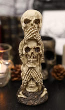 Triple Stacked See Hear Speak No Evil Skulls Figurine