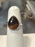 Tiger Eye Drop Sterling Silver Ring