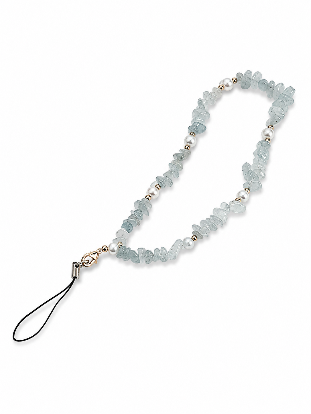 Aquamarine & Pearl Cell Phone Charm