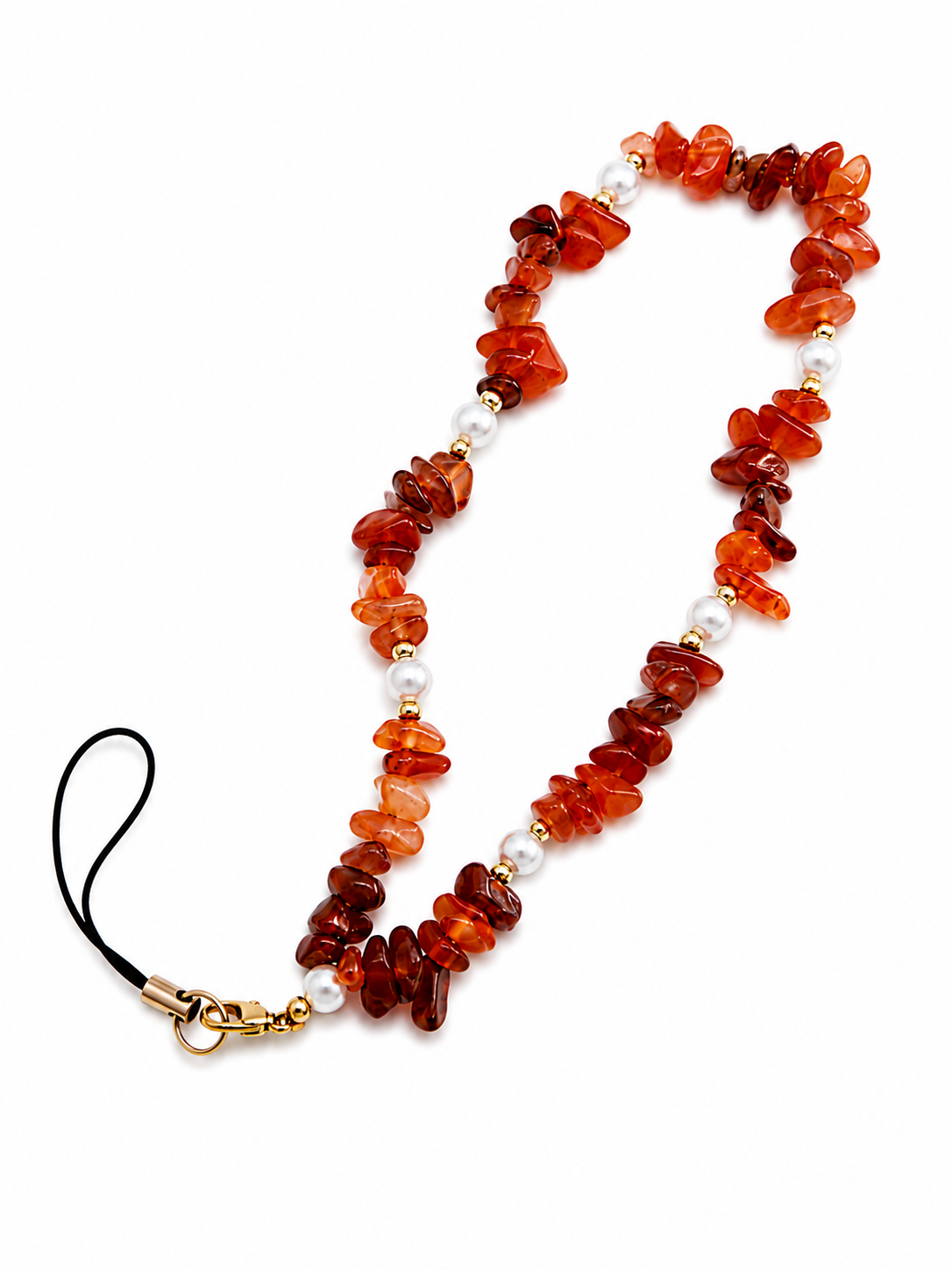 Carnelian & Pearl Cell Phone Charm