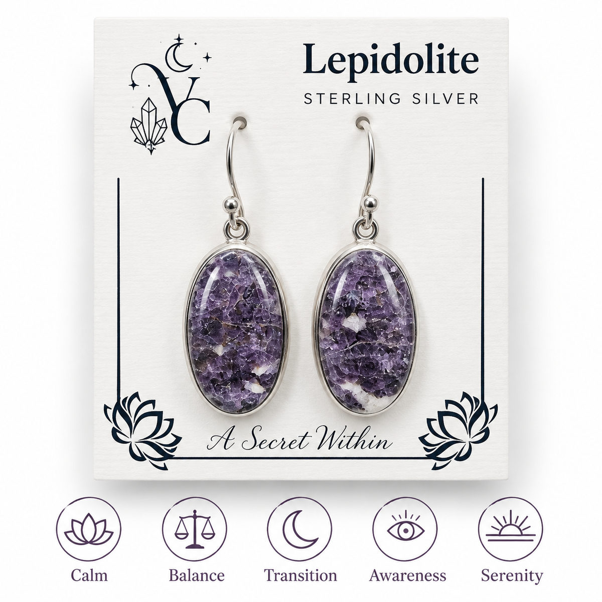 Lepidolite Sterling Silver Earrings