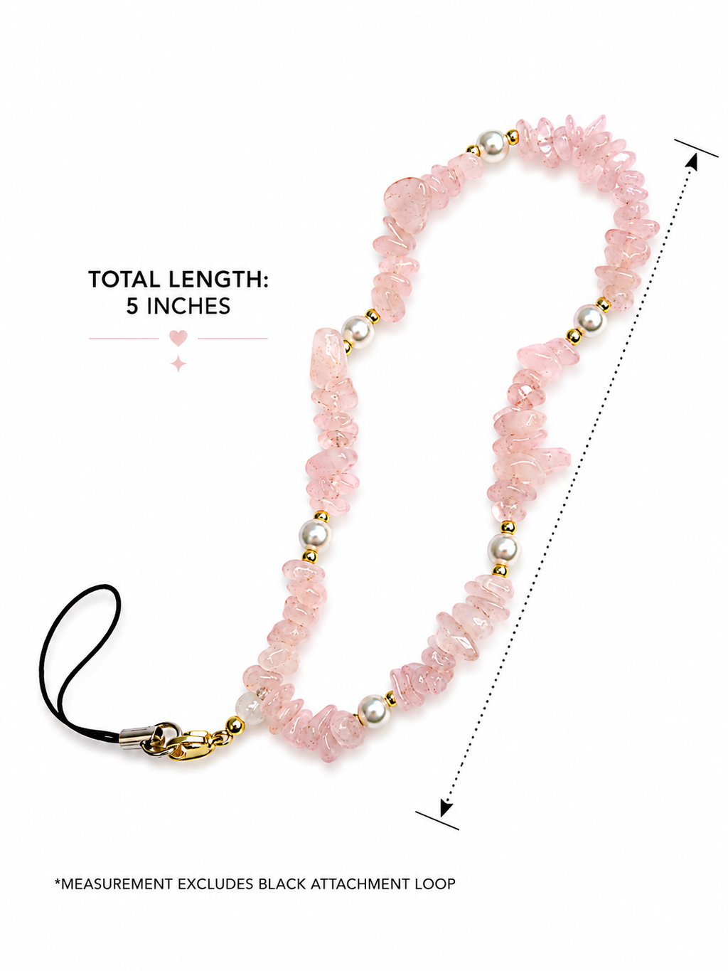 Rose Quartz & Pearl Cell Phone Charm