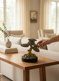 Crystal Fairy Patch pyrite bonsai tree sculpture with gold-toned trunk and metallic mineral foliage on a pyrite-coated base.