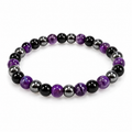 Protection #2 Combo Beaded Bracelet (Amethyst, Black Tourmaline, & Hematite)