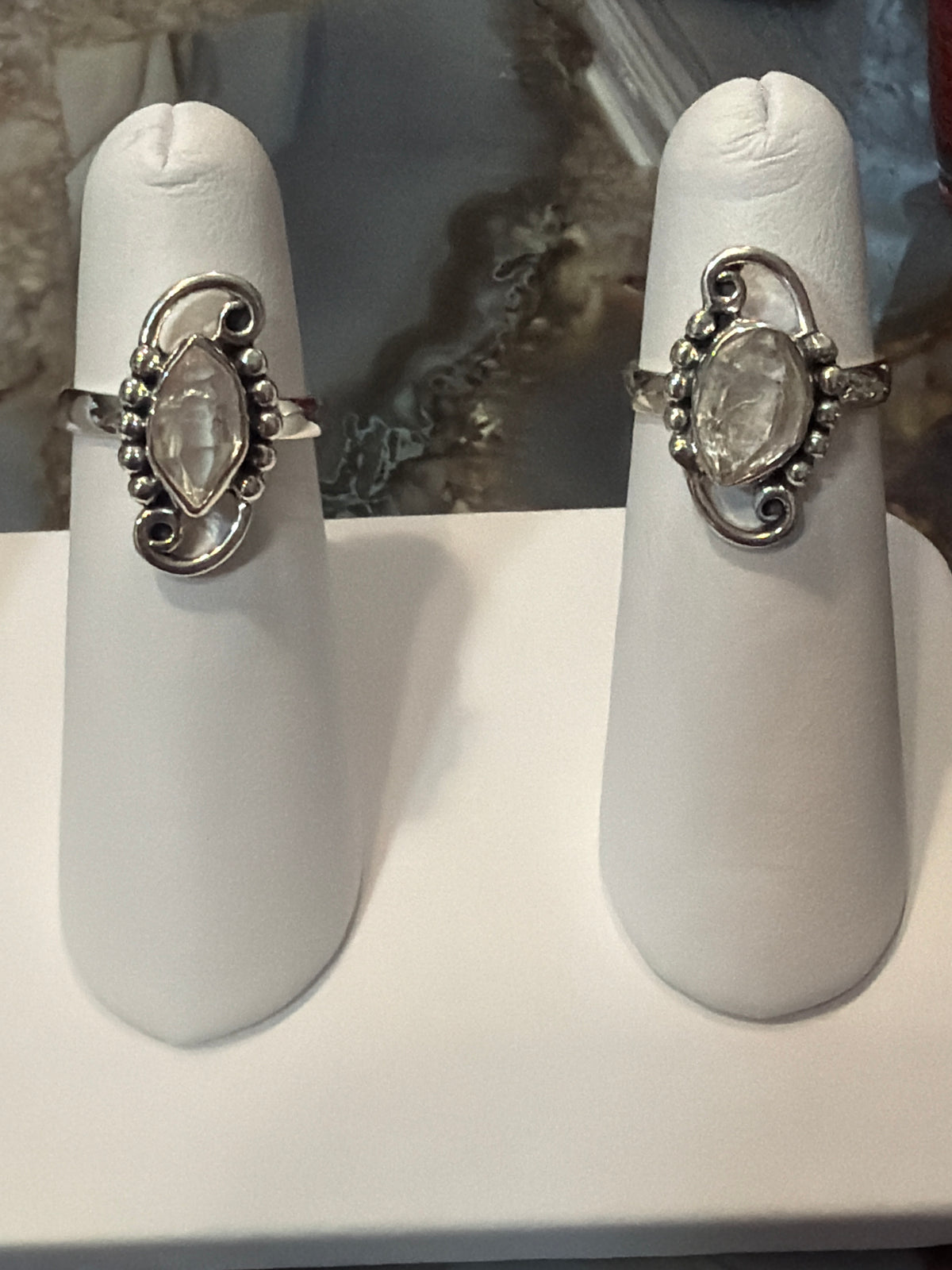 Herkimer Diamond with Swirl Sterling Silver Ring