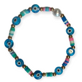 Light Blue Clay w/Pearl 4mm Evil Eye Bracelet
