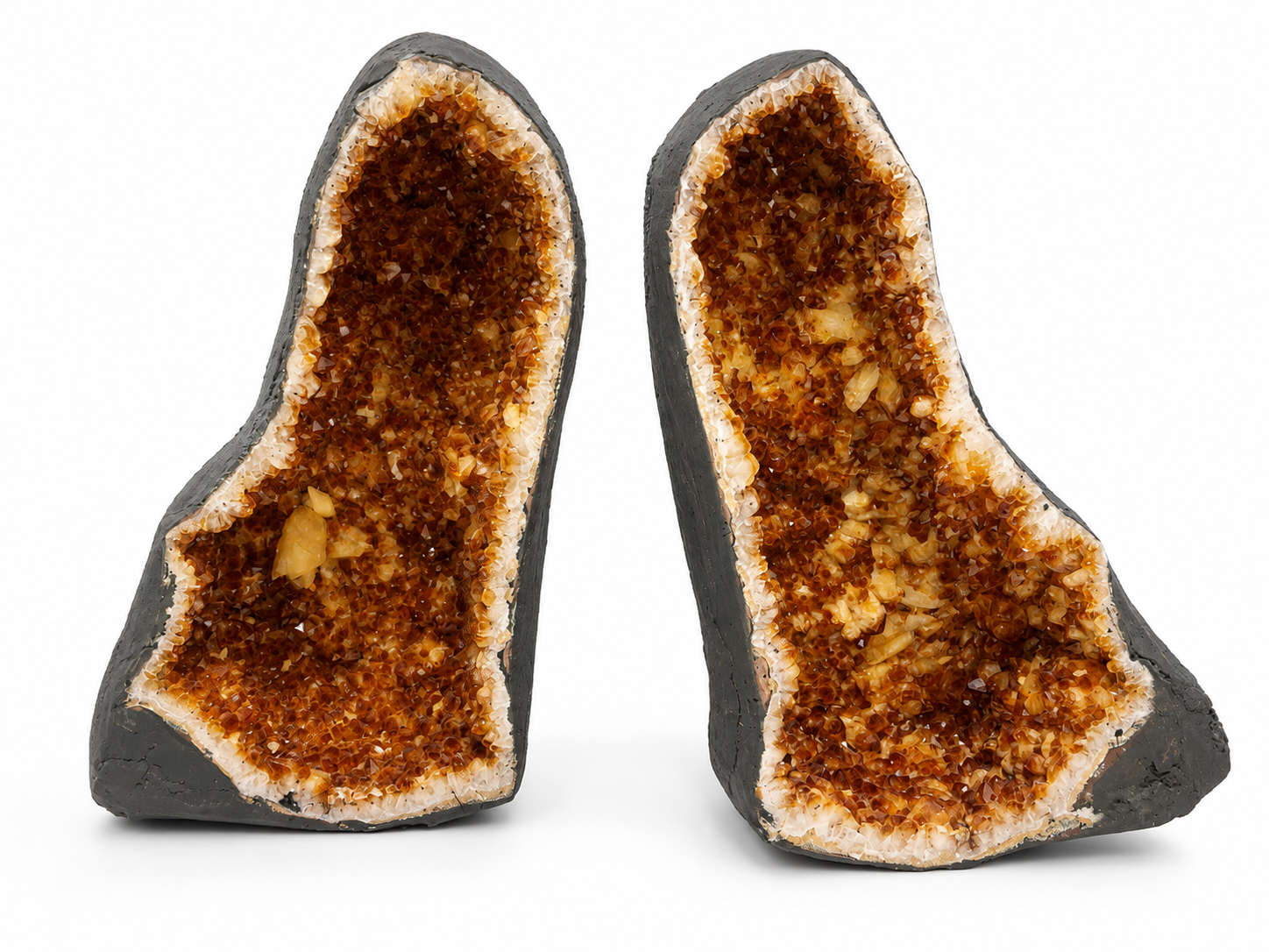 Matching Citrine Cathedral Geode Pair