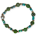 Green Clay w/Pearl 4mm Evil Eye Bracelet