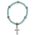 Sky Blue Matte w/Cross Charm 4mm Bracelet