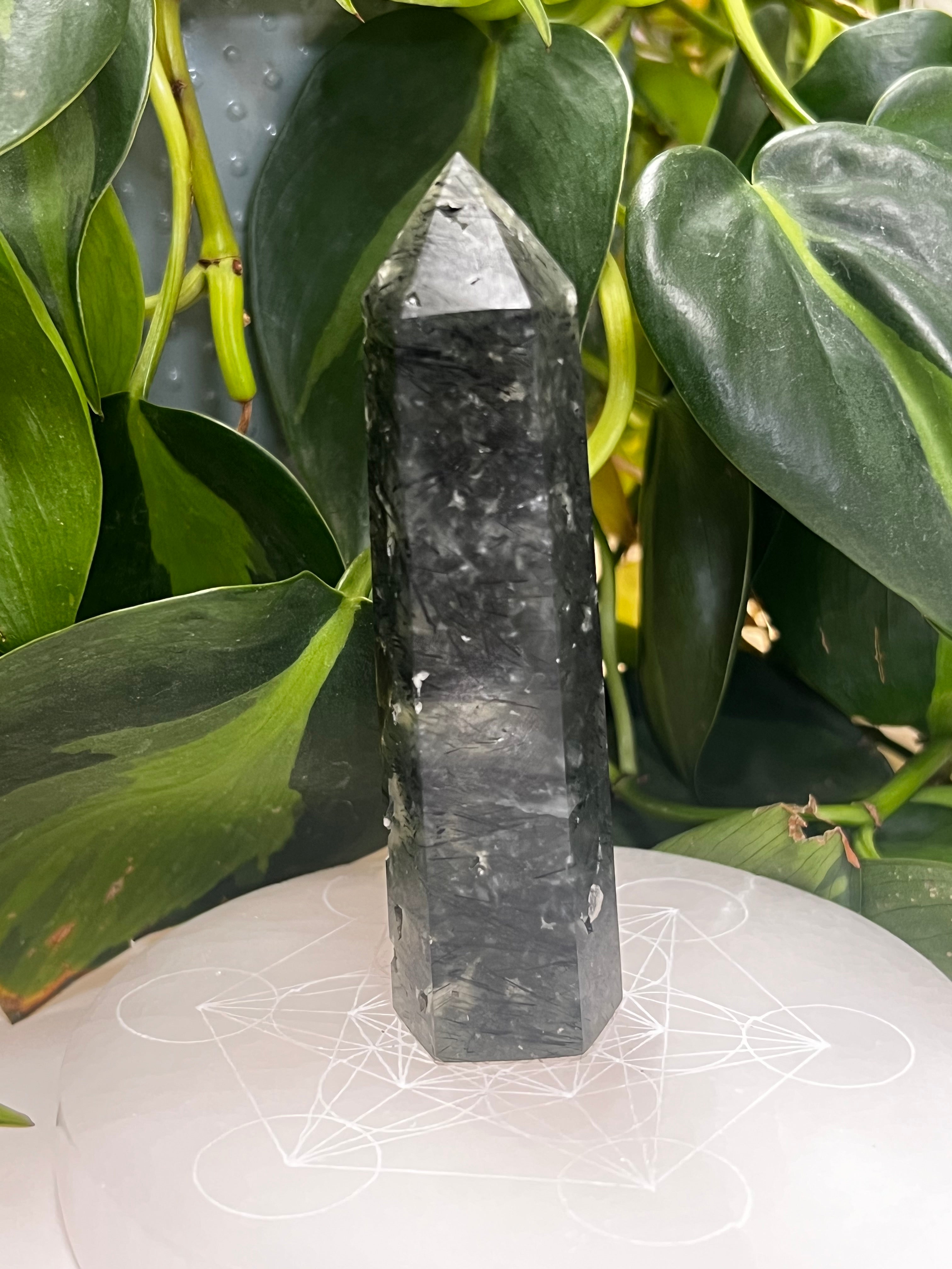 Prehnite with Epidote Rutile Tower