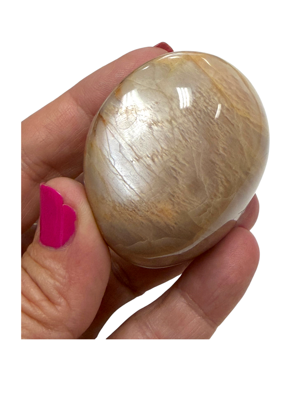 Peach Moonstone Palm Stone