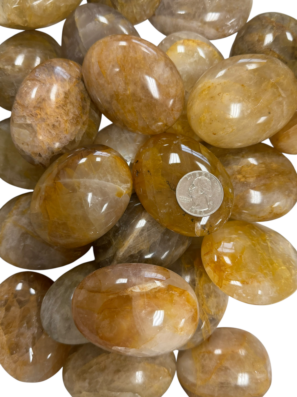 Golden Healer Quartz Palm Stone