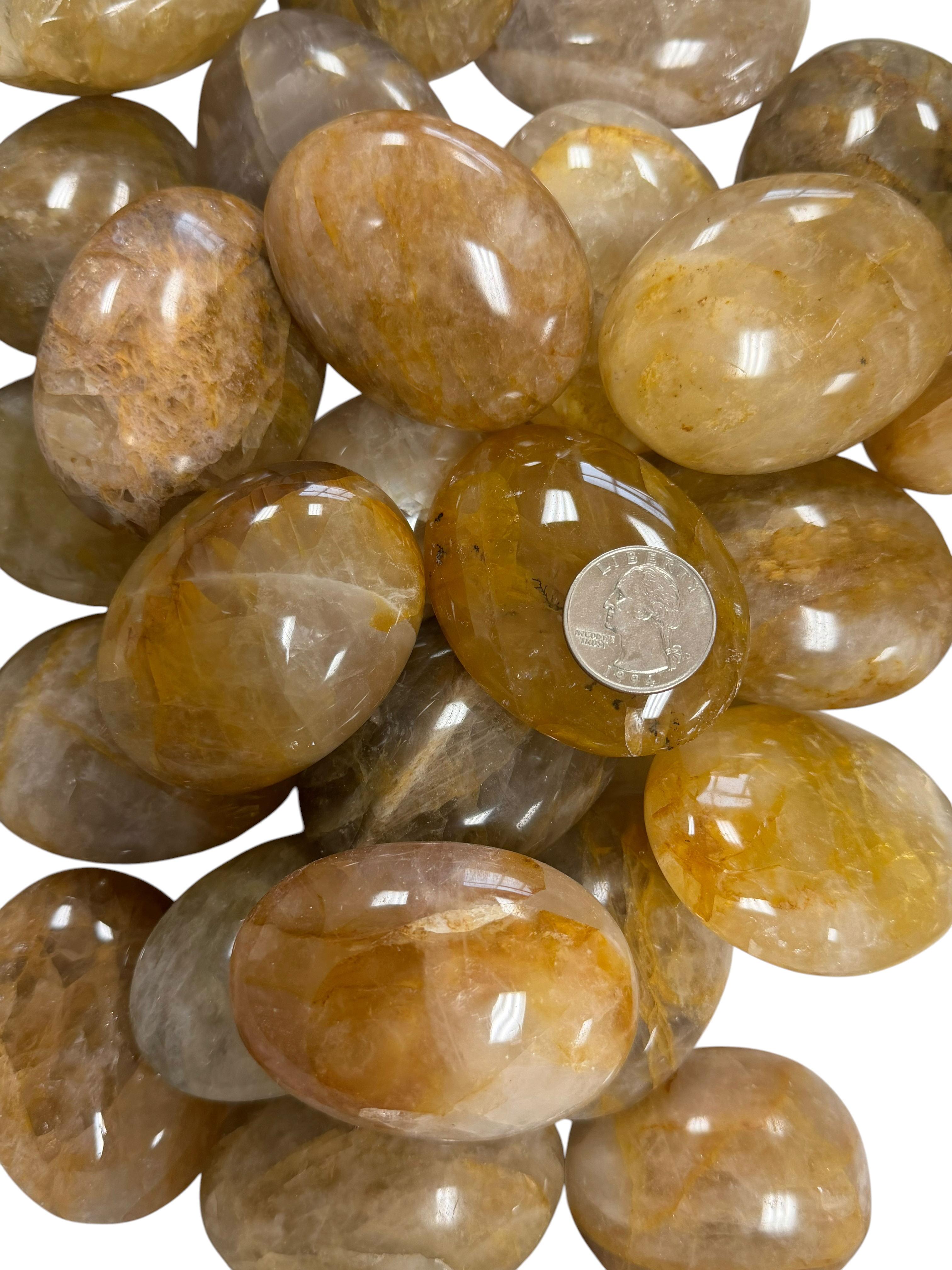 Golden Healer Quartz Palm Stone