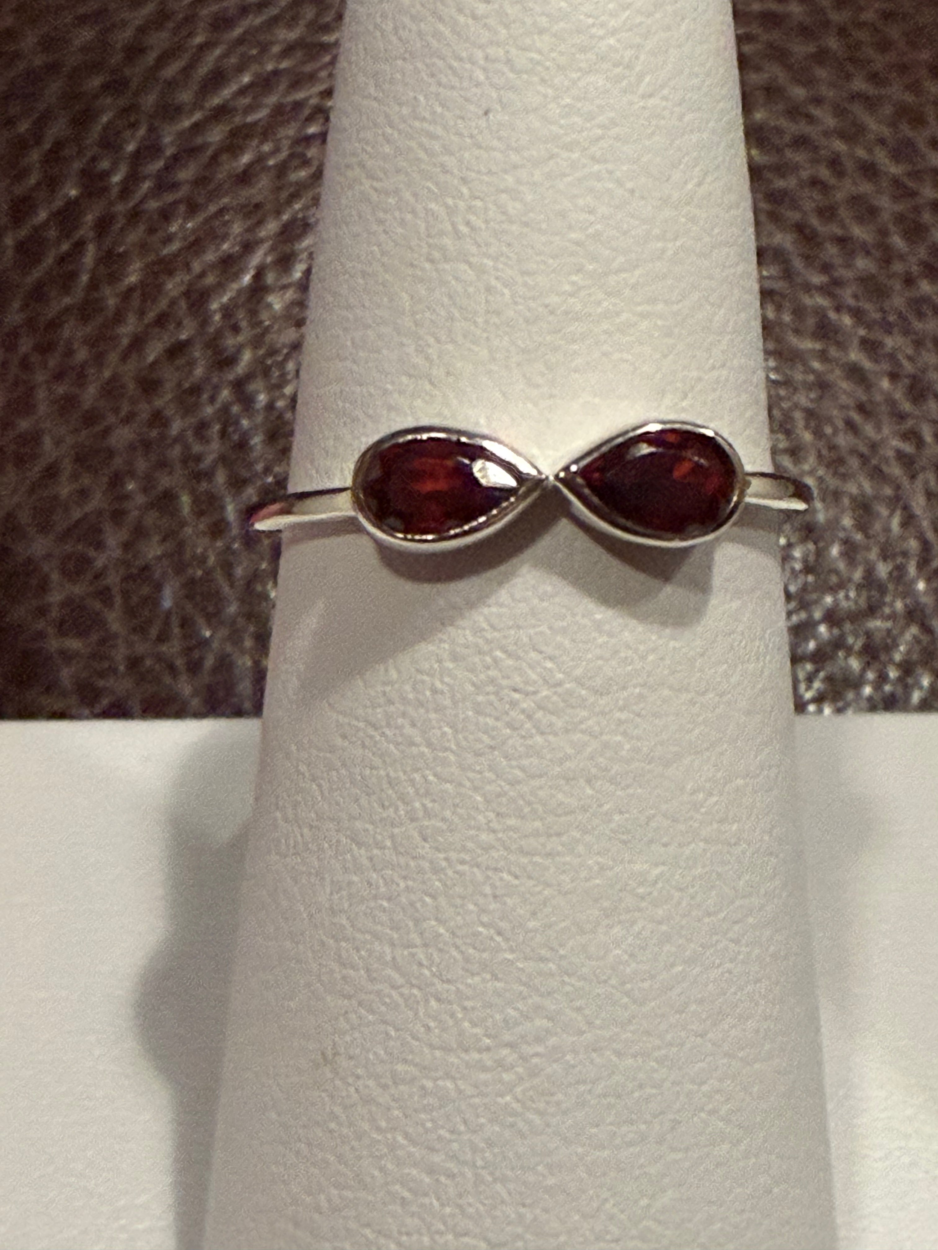 Garnet Infinity Sterling Silver Ring