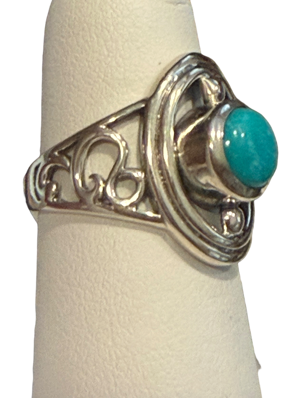 Mexican Turquoise Oval Fancy Sterling Silver Ring