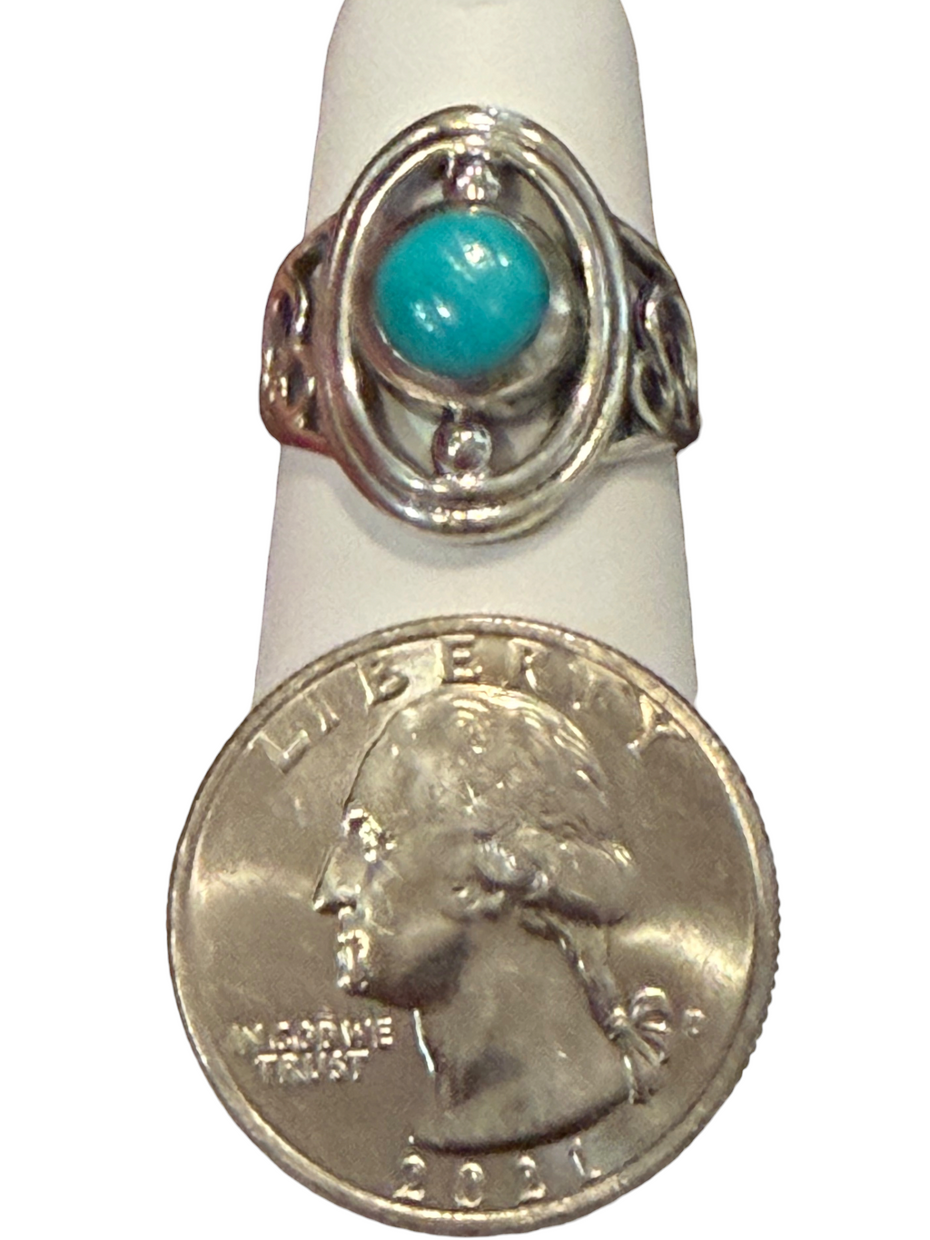 Mexican Turquoise Oval Fancy Sterling Silver Ring