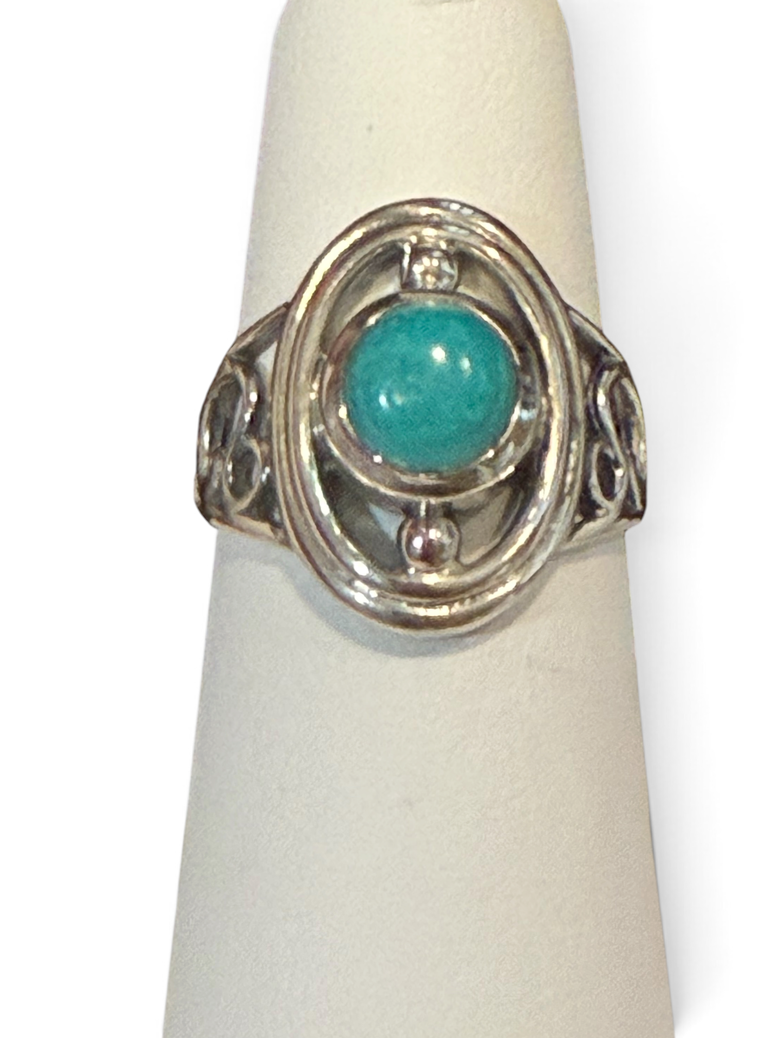 Mexican Turquoise Oval Fancy Sterling Silver Ring