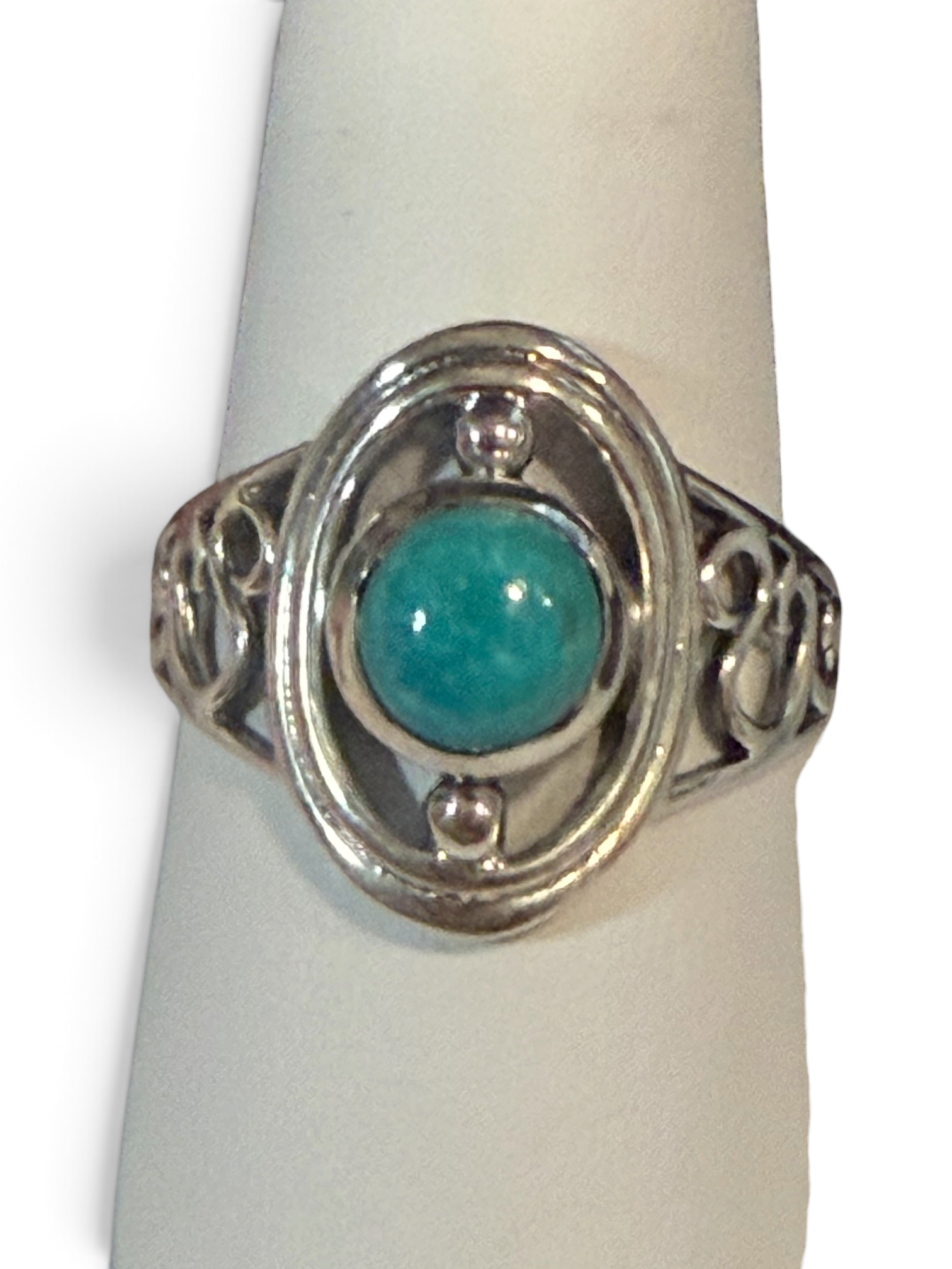Mexican Turquoise Oval Fancy Sterling Silver Ring