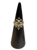 Turquoise Size 6 Small Lotus Sterling Silver Ring