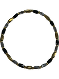 Mini Black, Gold, and Silver Glass with Gold Tone Bead Bracelet