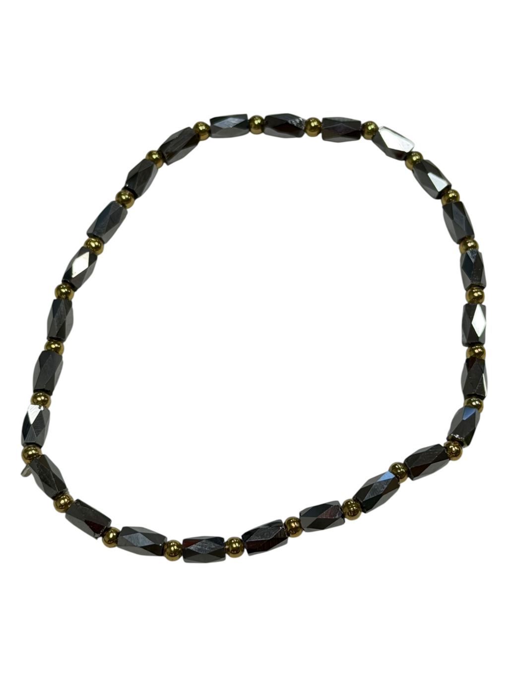 Mini Shiny Smoke Glass with Gold Tone Bead Bracelet