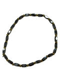 Mini Shiny Smoke Glass with Gold Tone Bead Bracelet
