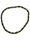 Mini Olive Green Glass with Gold Tone Bead Bracelet