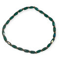 Mini Emerald Green Iridescent Glass with Gold Tone Bead Bracelet