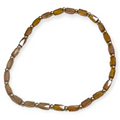 Mini Amber Tone Glass with Gold Tone Bead Bracelet