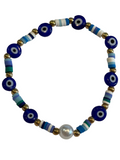 Blue Clay w/Pearl 4mm Evil Eye Bracelet