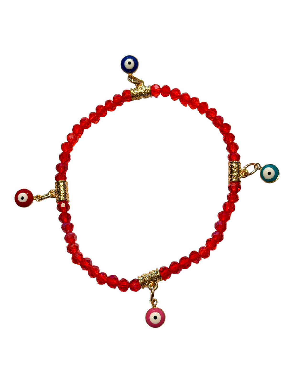 Red w/Evil Eye Charms 4mm Bracelet