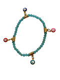 Light Blue Matte w/Evil Eye Charms 4mm Bracelet