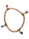 Pink w/Evil Eye Charms 4mm Bracelet