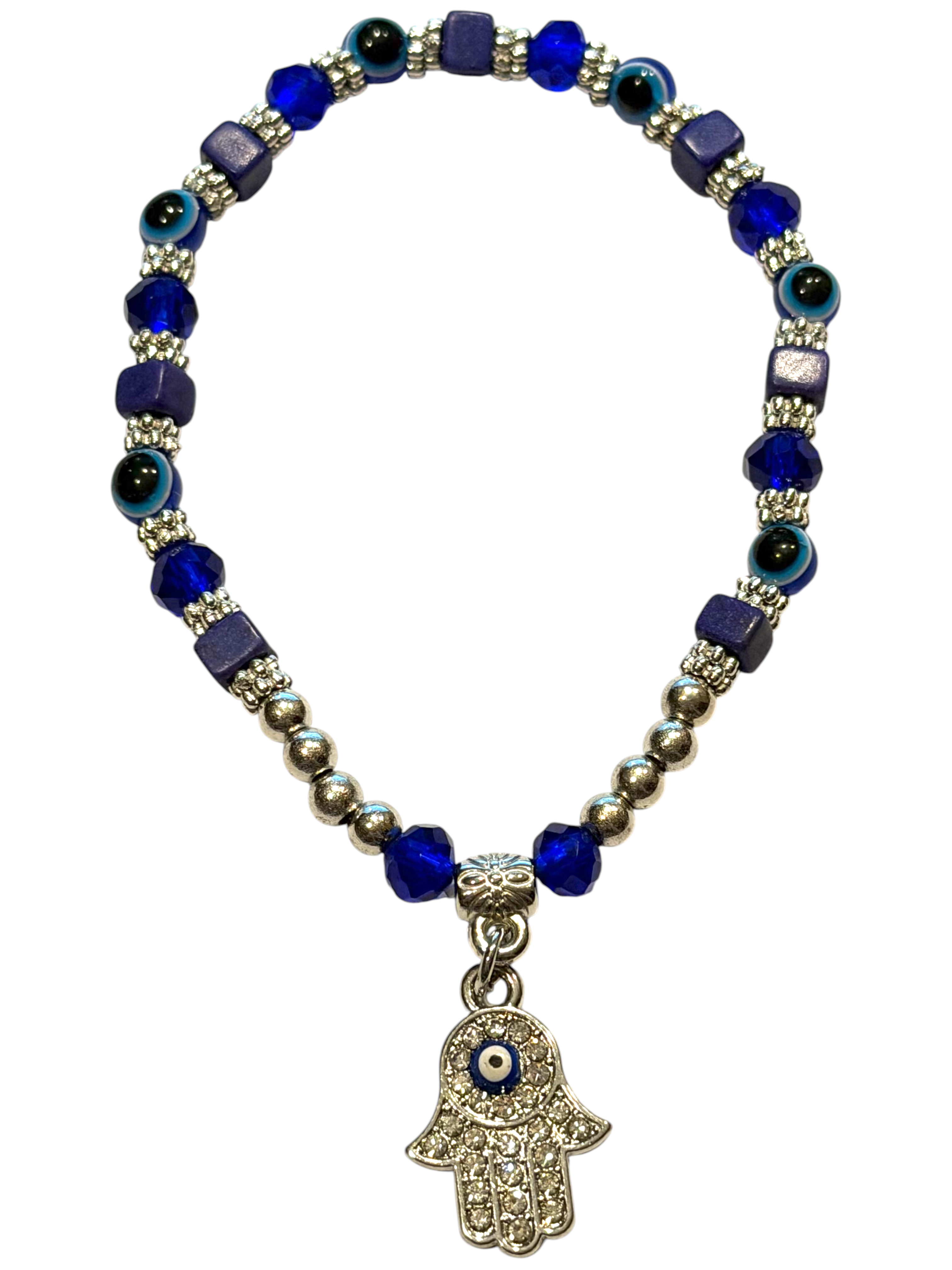 Blue w/Hamsa Charm 4mm Evil Eye Bracelet