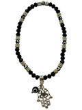Black w/Hamsa Charm 4mm Evil Eye Bracelet