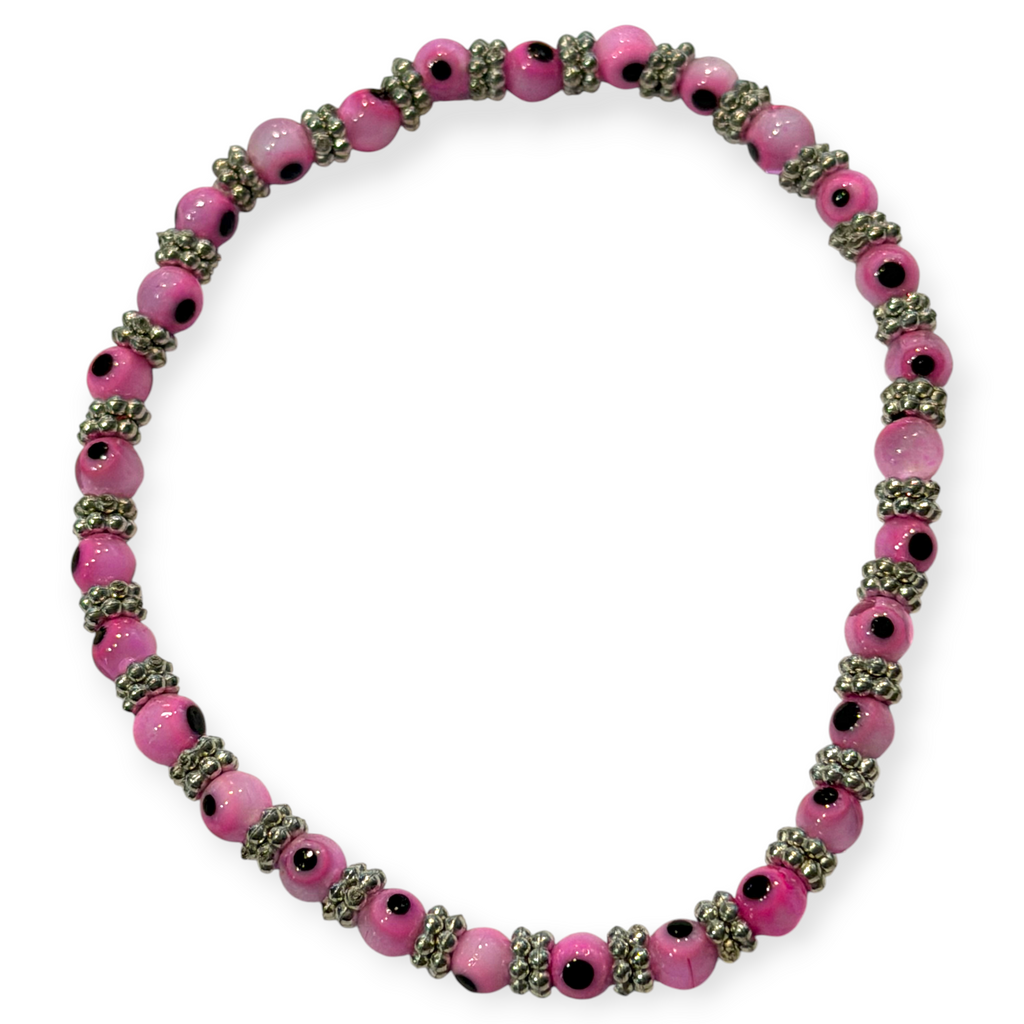 Pink 4mm Evil Eye Bracelet