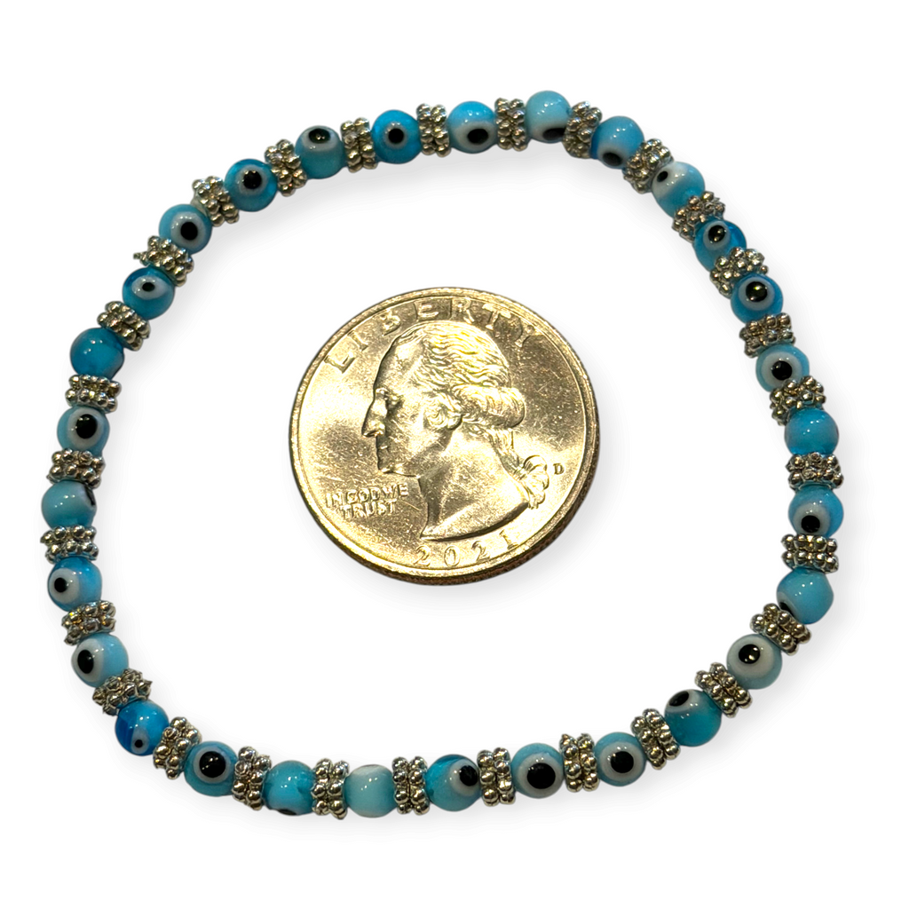 Light Blue 4mm Evil Eye Bracelet
