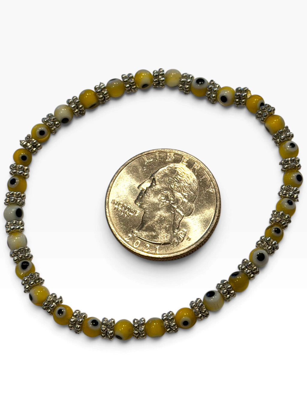 Yellow 4mm Evil Eye Bracelet