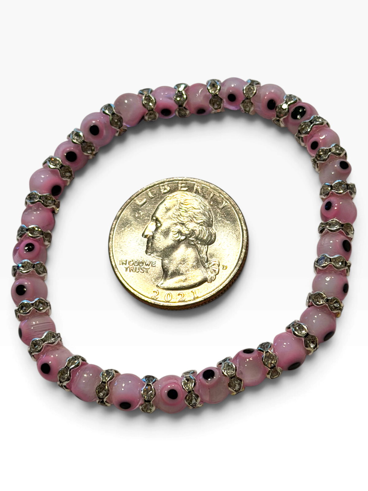 6mm Pink Evil Eye Bracelet
