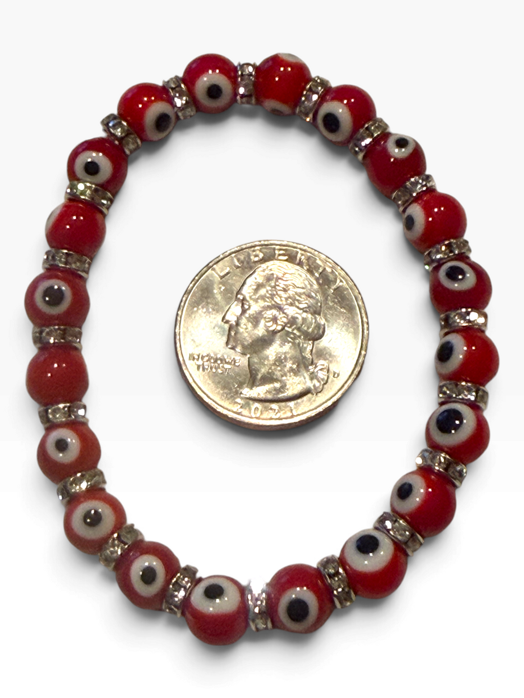 8mm Red Evil Eye Bracelet