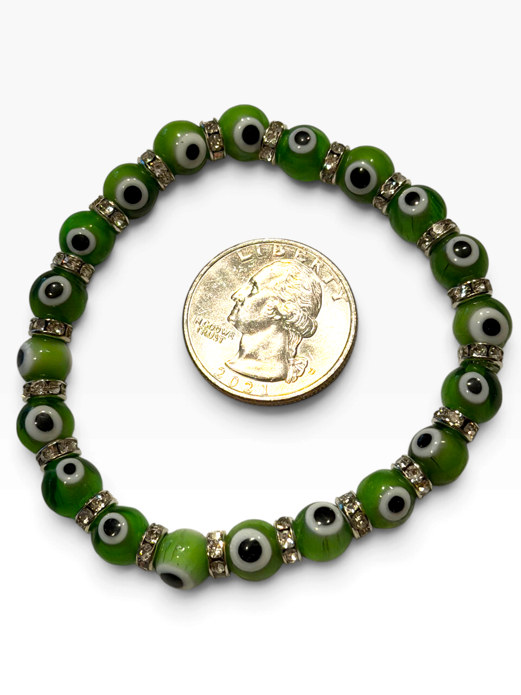 8mm Green Evil Eye Bracelet