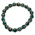 8mm Teal Evil Eye Bracelet