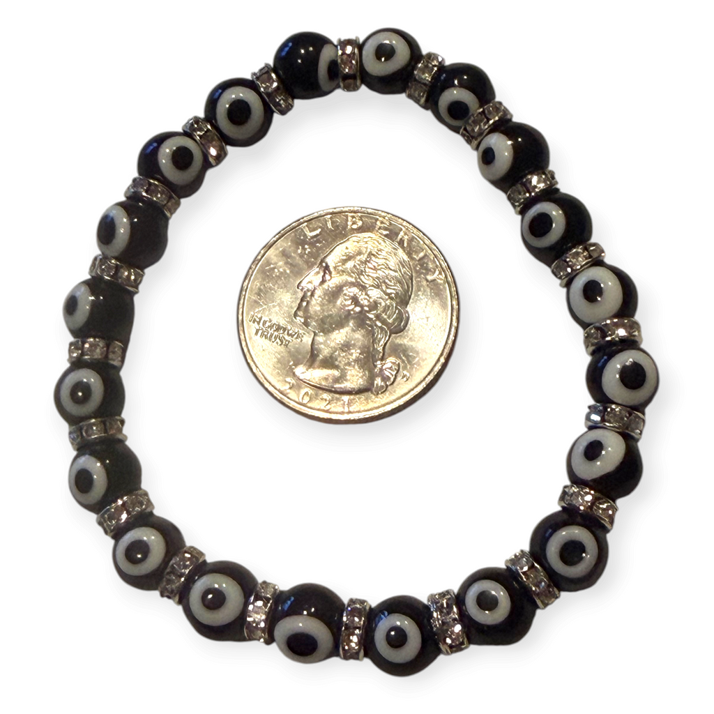 8mm Black Evil Eye Bracelet