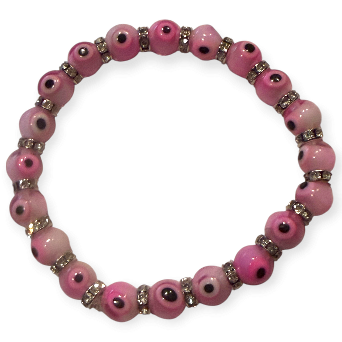 8mm Pink Evil Eye Bracelet