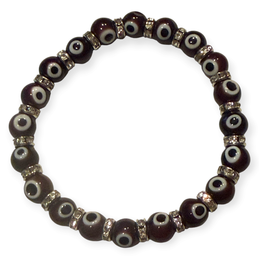8mm Burgundy Evil Eye Bracelet